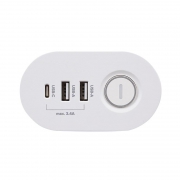 Удлинитель 3х1.5м на струбцине с заземл. с выкл. 3 USB выхода (2А+1С) IP20 ПВС 3х1 ETD-03U-150-wh (3х1.5) бел. JAZZway 5059535 5059535