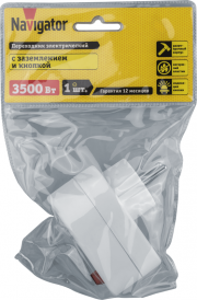 Переходник 1 гнездо для розетки с выкл. 94 669 NAD-1E-СS-WH Navigator 94669 94669