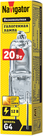 Лампа галогенная 94 210 JC 20Вт clear G4 12В 2000h Navigator 94210 94210