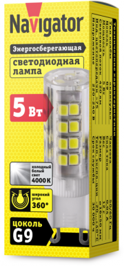Лампа светодиодная 71 267 NLL-P-G9-5-230-4K 5Вт капсульная 4000К белый G9 420лм 230В Navigator 71267 71267