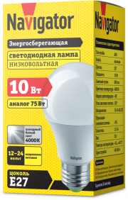 Лампа светодиодная 61 475 NLL-A60-10-12-24-4K-E27 Navigator 61475 61475
