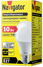 Лампа светодиодная 61 476 NLL-A60-10-24-48-4K-E27 Navigator 61476 61476