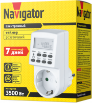 Таймер 61 555 NTR-E-S01-WH розет. электрон. Navigator 61555 61555