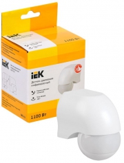 Детектор движения ДД 010 1100Вт угол. обз. 180град. IP44 бел. ИЭК LDD10-010-1100-001 LDD10-010-1100-001