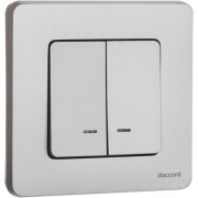 Выключатель 2-кл. Inspiria 10А IP20 250В 10AX с подсветкой/индикацией механизм алюм. Leg 673632 673632