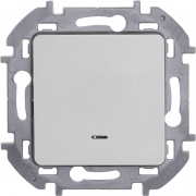 Механизм переключателя 1-кл. Inspiria 10А IP20 250В 10AX с подсветкой / индикацией алюм. Leg 673662 673662