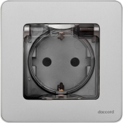 Розетка 1-м СП Inspiria 16А IP44 250В 2P+E защ. шторки с крышкой немецк. стандарт механизм алюм. Leg 673742 673742