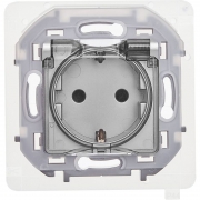 Розетка 1-м СП Inspiria 16А IP44 250В 2P+E защ. шторки с крышкой немецк. стандарт механизм алюм. Leg 673742 673742