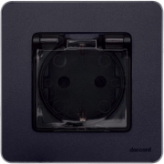 Розетка 1-м СП Inspiria 16А IP44 250В 2P+E защ. шторки с крышкой немецк. стандарт механизм антрацит Leg 673743 673743