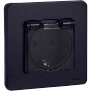 Розетка 1-м СП Inspiria 16А IP44 250В 2P+E защ. шторки с крышкой немецк. стандарт механизм антрацит Leg 673743 673743