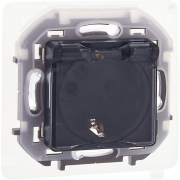 Розетка 1-м СП Inspiria 16А IP44 250В 2P+E защ. шторки с крышкой немецк. стандарт механизм антрацит Leg 673743 673743