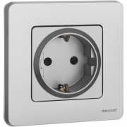Розетка 1-м СП Inspiria 16А IP20 250В 2P+E защ. шторки немецк. стандарт механизм алюм. Leg 673732 673732
