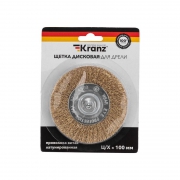 Щетка дисковая для дрели витая латунированная проволока 100мм Kranz KR-91-1231 KR-91-1231