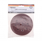 Диск абразивный перфорированный на ворсовой основе на липучке P80 125мм (уп.10шт) Kranz KR-91-1166 KR-91-1166