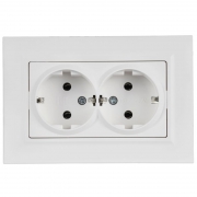 Розетка 2-м СП BRITE РСПл12-3-БрАБ 16А в сборе с заземл. без защ. шторок плоская арктич. бел. IEK BR-R27-16-K91-F BR-R27-16-K91-F