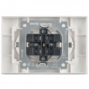 Розетка 2-м СП BRITE РСПл12-3-БрАБ 16А в сборе с заземл. без защ. шторок плоская арктич. бел. IEK BR-R27-16-K91-F BR-R27-16-K91-F