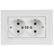 Розетка 2-м СП BRITE РСшПл12-3-БрАБ 16А в сборе с заземл. защ. шторки плоская арктич. бел. IEK BR-R28-16-K91-F BR-R28-16-K91-F