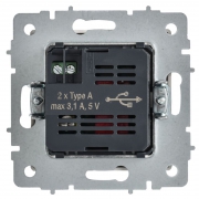 Розетка BRITE РЮ10-1-БрАБ USB A+A 3.1А механизм арктич. бел. IEK BR-U21-D31-K91 BR-U21-D31-K91