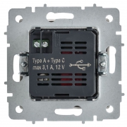 Розетка BRITE РЮ11-1-БрАБ 18Вт USB A+C механизм арктич. бел. IEK BR-U22-018-K91 BR-U22-018-K91