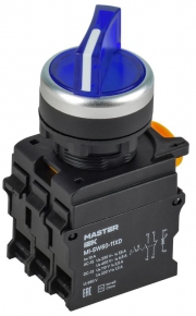 Переключатель 2 полож. 1НО+1НЗ с подсветкой син. MASTER IEK MI-SW60-11XD-3-14-2-K07 MI-SW60-11XD-3-14-2-K07