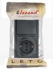 Блок ОП LETO (1-кл. выключатель + 1-м розетка с заземл.) горизонт. графит LEZARD 752-3400-170BAP 752-3400-170BAP