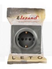 Розетка 1-м ОП LETO с заземл. ПБТ платина LEZARD 752-3500-122B 752-3500-122B