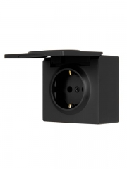 Розетка 1-м ОП LETO с заземл. с крышкой LETO ПБТ черн. бархат LEZARD 752-4200-123B 752-4200-123B