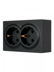 Розетка 2-м ОП LETO с заземл. закрытый корпус ПБТ черн. бархат LEZARD 752-4200-127B 752-4200-127B