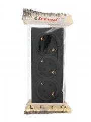 Розетка 3-м ОП LETO с заземл. закрытый корпус ПБТ черн. бархат LEZARD 752-4200-127BUP 752-4200-127BUP