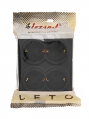 Розетка 4-м ОП LETO с заземл. закрытый корпус ПБТ черн. бархат LEZARD 752-4200-127BDP 752-4200-127BDP