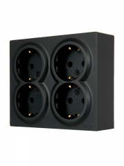 Розетка 4-м ОП LETO с заземл. закрытый корпус ПБТ черн. бархат LEZARD 752-4200-127BDP 752-4200-127BDP