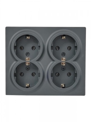Розетка 4-м ОП LETO с заземл. закрытый корпус ПБТ графит LEZARD 752-3400-127BDP 752-3400-127BDP