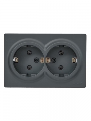 Розетка 2-м ОП LETO с заземл. закрытый корпус ПБТ графит LEZARD 752-3400-127B 752-3400-127B