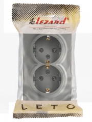 Розетка 2-м ОП LETO с заземл. закрытый корпус ПБТ платина LEZARD 752-3500-127B 752-3500-127B