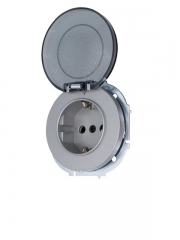 Розетка 1-м СП OSEN с заземл. с крышкой ПБТ механизм сер. матов. LEZARD 743-7488-123B 743-7488-123B