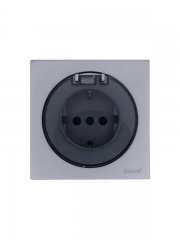 Розетка 1-м СП OSEN с заземл. с крышкой ПБТ механизм сер. матов. LEZARD 743-7488-123B 743-7488-123B
