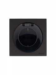 Розетка 1-м СП OSEN с заземл. с крышкой ПБТ механизм черн. бархат LEZARD 743-4288-123B 743-4288-123B