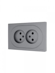 Розетка 2-м СП OSEN без заземл. ПБТ механизм сер. матов. LEZARD 743-7400-128B 743-7400-128B