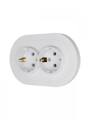 Розетка 2-м СП OSEN с заземл. ПБТ круглая механизм бел. LEZARD 744-0200-127B 744-0200-127B