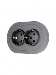 Розетка 2-м СП OSEN с заземл. ПБТ круглая механизм сер. матов. LEZARD 744-7400-127B 744-7400-127B