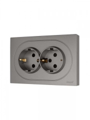 Розетка 2-м СП OSEN с заземл. ПБТ механизм сер. матов. LEZARD 743-7400-127B 743-7400-127B