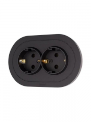 Розетка 2-м СП OSEN с заземл. ПБТ круглая механизм черн. бархат LEZARD 744-4200-127B 744-4200-127B