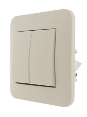 Выключатель 2-кл. 1п СП Karina 10А IP20 механизм крем. LEZARD 707-0388-101 707-0388-101