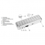 Фонарь-светильник аккумуляторный Accu9-L30-wh аварийный 30SMD яркий 300лм 2ч/эконом 90лм 6ч 220В аккум. Li-ion 3.7В 1.2А.ч бел. JazzWay 5024533 5024533