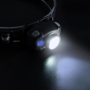 Фонарь аккумуляторный налобный AccuH1-L5WZ-bk zoom LED 5Вт + 2хRED SMD IP54 5 режимов: 100проц. 180лм 3.5ч/50проц. 110лм 5.5ч/30проц. 65лм 15ч/красн. 28ч/мигающ. красн. 12ч аккум. 0.8А.ч управл. жестами черн./сер. JazzWay 5036642 5036642