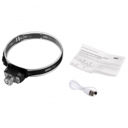 Фонарь аккумуляторный налобный AccuH1-L5WZ-bk zoom LED 5Вт + 2хRED SMD IP54 5 режимов: 100проц. 180лм 3.5ч/50проц. 110лм 5.5ч/30проц. 65лм 15ч/красн. 28ч/мигающ. красн. 12ч аккум. 0.8А.ч управл. жестами черн./сер. JazzWay 5036642 5036642