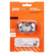 Фонарь аккумуляторный налобный AccuH1-L5WZ-bk zoom LED 5Вт + 2хRED SMD IP54 5 режимов: 100проц. 180лм 3.5ч/50проц. 110лм 5.5ч/30проц. 65лм 15ч/красн. 28ч/мигающ. красн. 12ч аккум. 0.8А.ч управл. жестами черн./сер. JazzWay 5036642 5036642