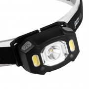 Фонарь аккумуляторный налобный AccuH3-L5W-bk LED 5Вт + 2хRED SMD IP54 5 режимов: 100проц. 180лм 3.5ч/50проц. 110лм 5.5ч/30проц. 65лм 15ч/красн. 28ч/мигающ. красн. 12ч аккум. управл. жестами черн. JazzWay 5036703 5036703