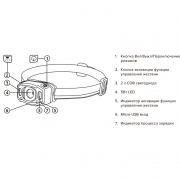 Фонарь аккумуляторный налобный AccuH3-L5W-bk LED 5Вт + 2хRED SMD IP54 5 режимов: 100проц. 180лм 3.5ч/50проц. 110лм 5.5ч/30проц. 65лм 15ч/красн. 28ч/мигающ. красн. 12ч аккум. управл. жестами черн. JazzWay 5036703 5036703