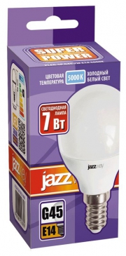Лампа светодиодная PLED-SP-G45 7Вт шар 5000К холод. бел. E14 540лм 230В JazzWay 1027870-2 1027870-2
